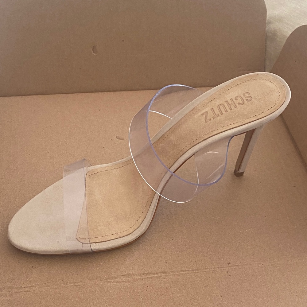 SCHUTZ Women's Clear Strap Heels - Beige